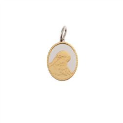 Two-tone Holy Mary and Child oval medal