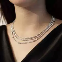 photo of worn Tris Tennis necklace with diamonds