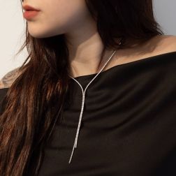 Y shaped Tennis necklace with diamonds