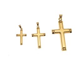 Ingot with round borders Cross in 18kt Yellow Gold