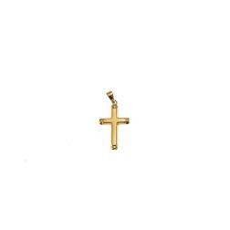 Ingot with round borders Cross in 18kt Yellow Gold Size S