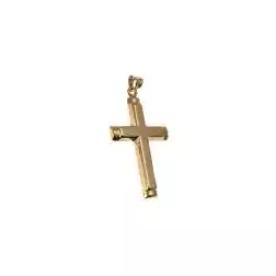 Ingot with round borders Cross in 18kt Yellow Gold Size L