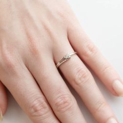Photo of worn White gold Triangle Engagement ring