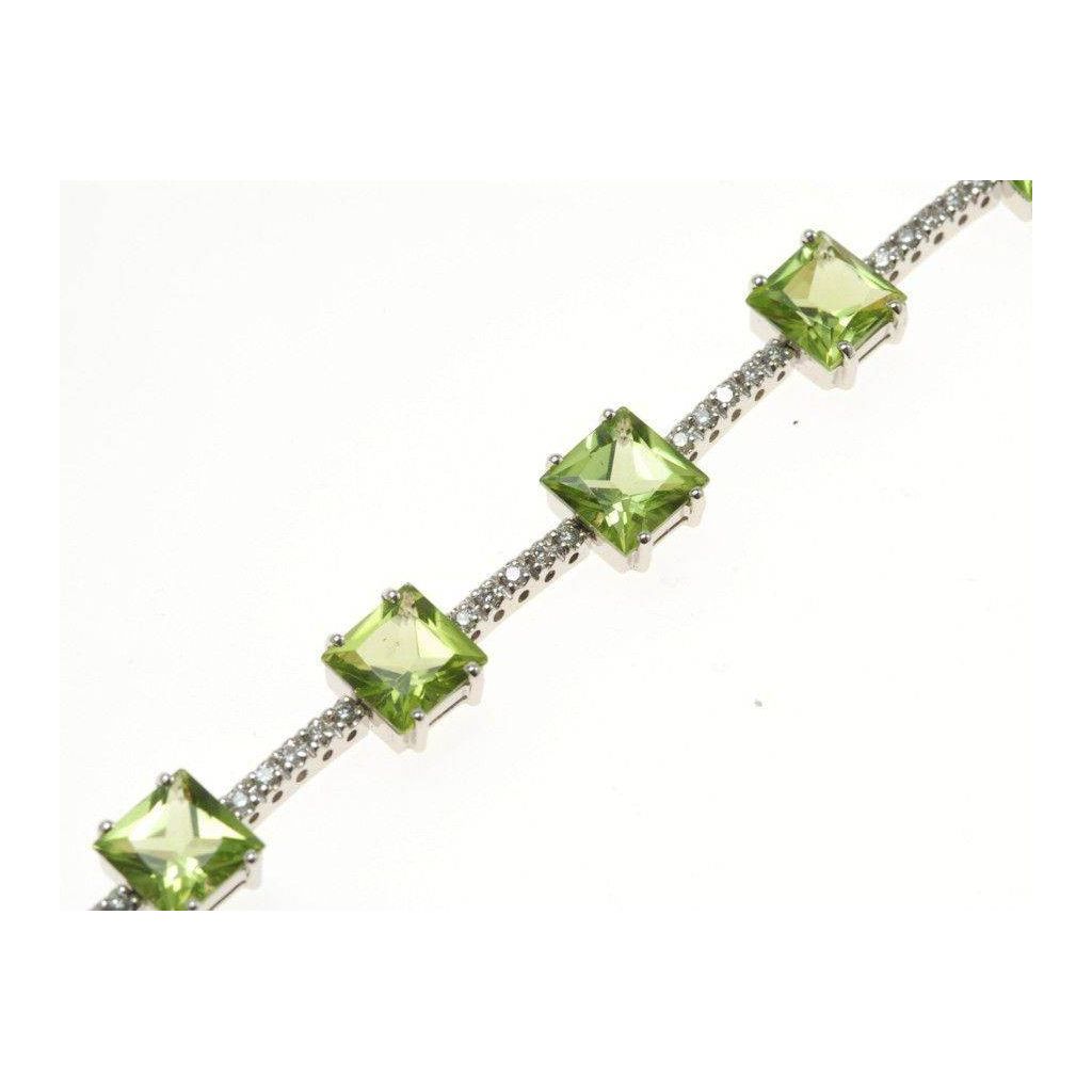 Bracelet Square Peridot and 62 Diamonds