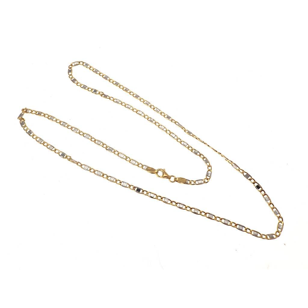 Collana grumetta & traversino rettangolare bicolore 50cm x 2,50mm