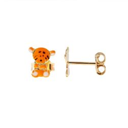 Enamelled little Tiger Earrings