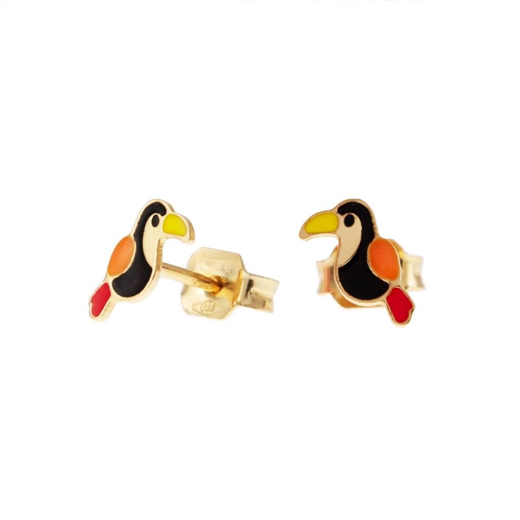 Enamelled Toucan Earrings