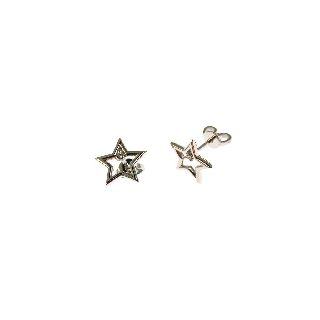 Earrings Holed Star with Diamonds
