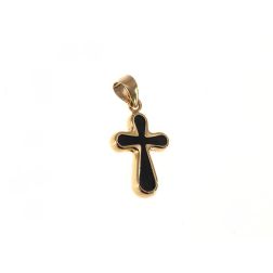 Cross with Onyx in 18kt Yellow Gold