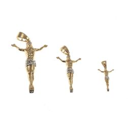 Jesus Crucified pendant in 18kt Yellow and White Gold