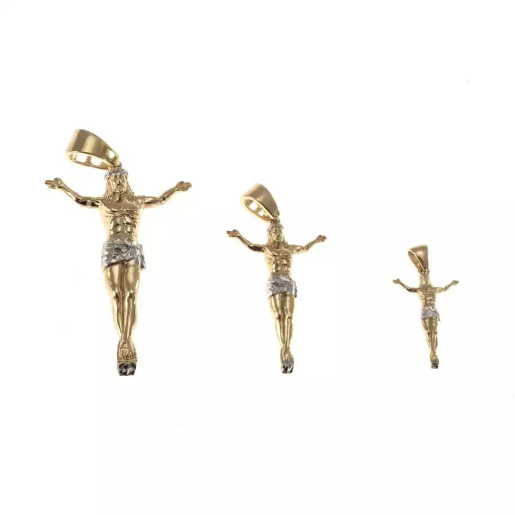 Gesù Crocifisso in Oro Giallo e Bianco 18kt