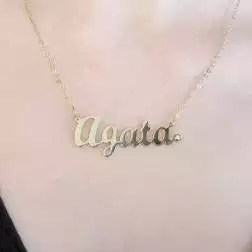 Collana con nome Agata in Oro Giallo con Diamante (Pezzo Unico)