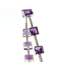 Tennis Bracelet Square Amethysts and 50 Diamonds