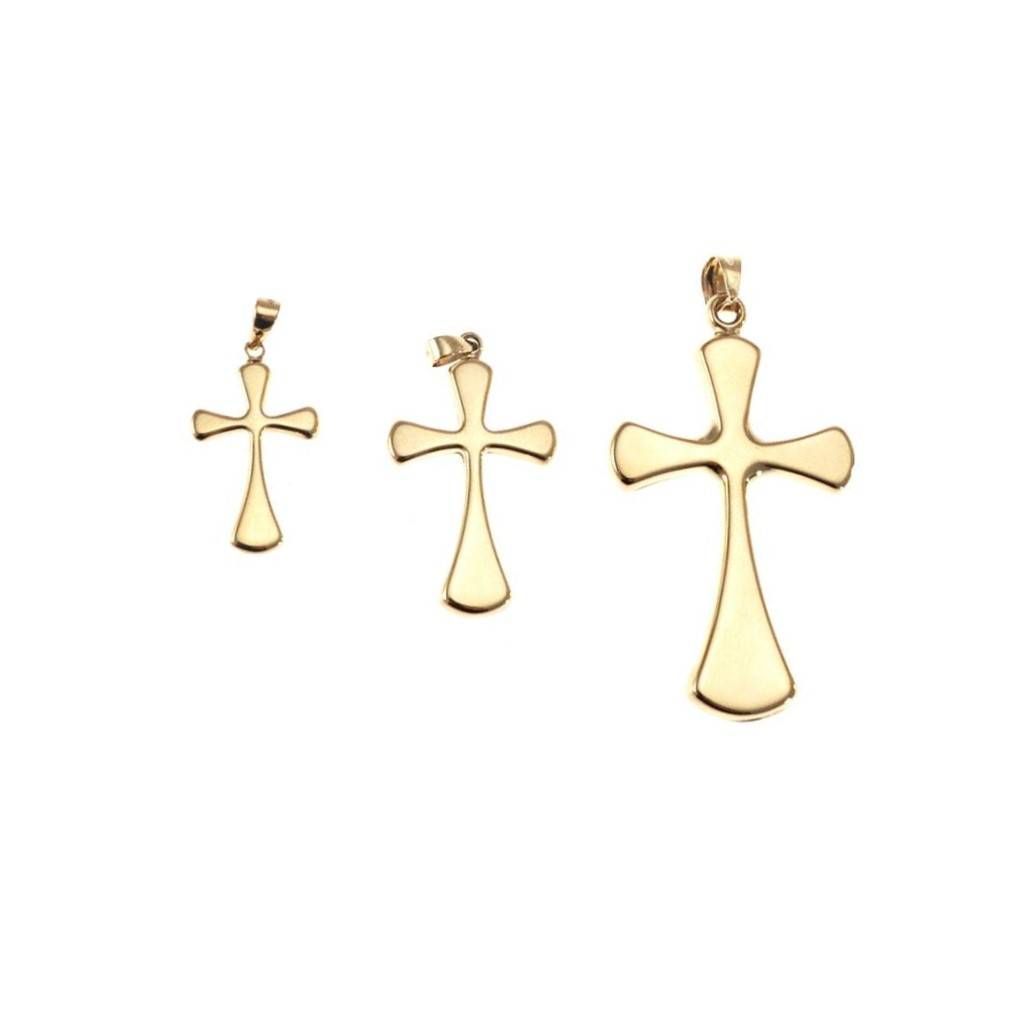 18 kt Yellow Gold Rounded Cross Pendant