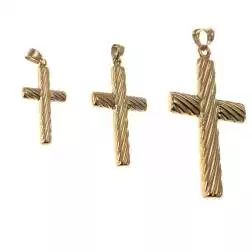 Ciondolo Croce rigata in obliquo in Oro Giallo 18kt