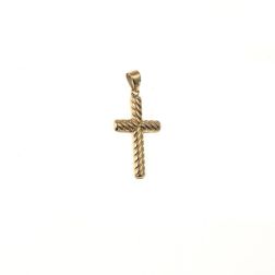 Ciondolo Croce rigata ad incrocio in Oro Giallo 18kt