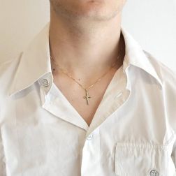 photo of worn Cross Pendant with X in the Center in Yellow Gold