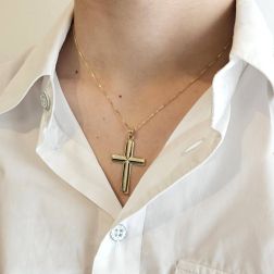 photo of worn Cross Pendant with X in the Center in Yellow Gold