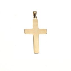 Cross pendant with X on the center and grooves on the edges  in Yellow Gold