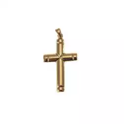 Cross pendant with X on the center and grooves on the edges  in Yellow Gold