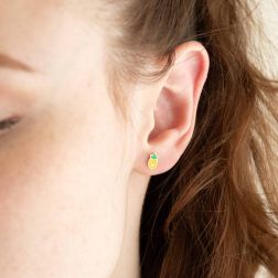 Photo of worn Enamelled Ananas Earrings