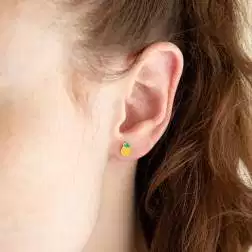 Photo of worn Enamelled Ananas Earrings