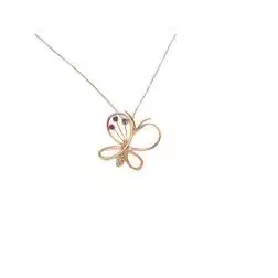 Collana Farfalla 3 pietre Rubino Zaffiro e Smeraldo Oro Rosa