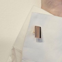 photo of worn Rectangular Cufflinks 18kt Rose Gold
