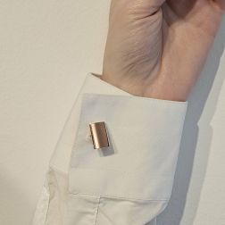 photo of worn Rectangular Cufflinks 18kt Rose Gold