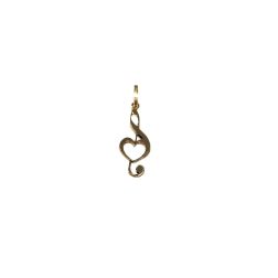 Treble Clef Pendant with Heart in Yellow Gold 0.6mm