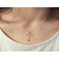 Photo of worn Holed Tau Cross in White Gold