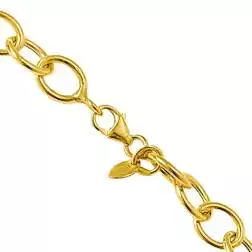 Oval Rolò chain bracelet in yellow gold - Lobster clasp