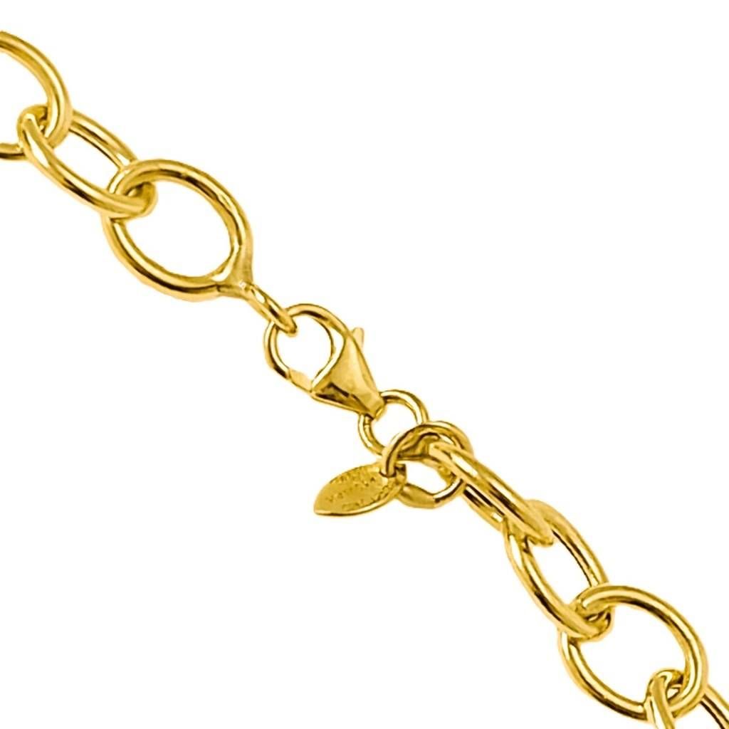 Oval Rolò chain bracelet in yellow gold - Lobster clasp