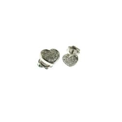 Heart Earrings in White Gold and 36 Diamonds