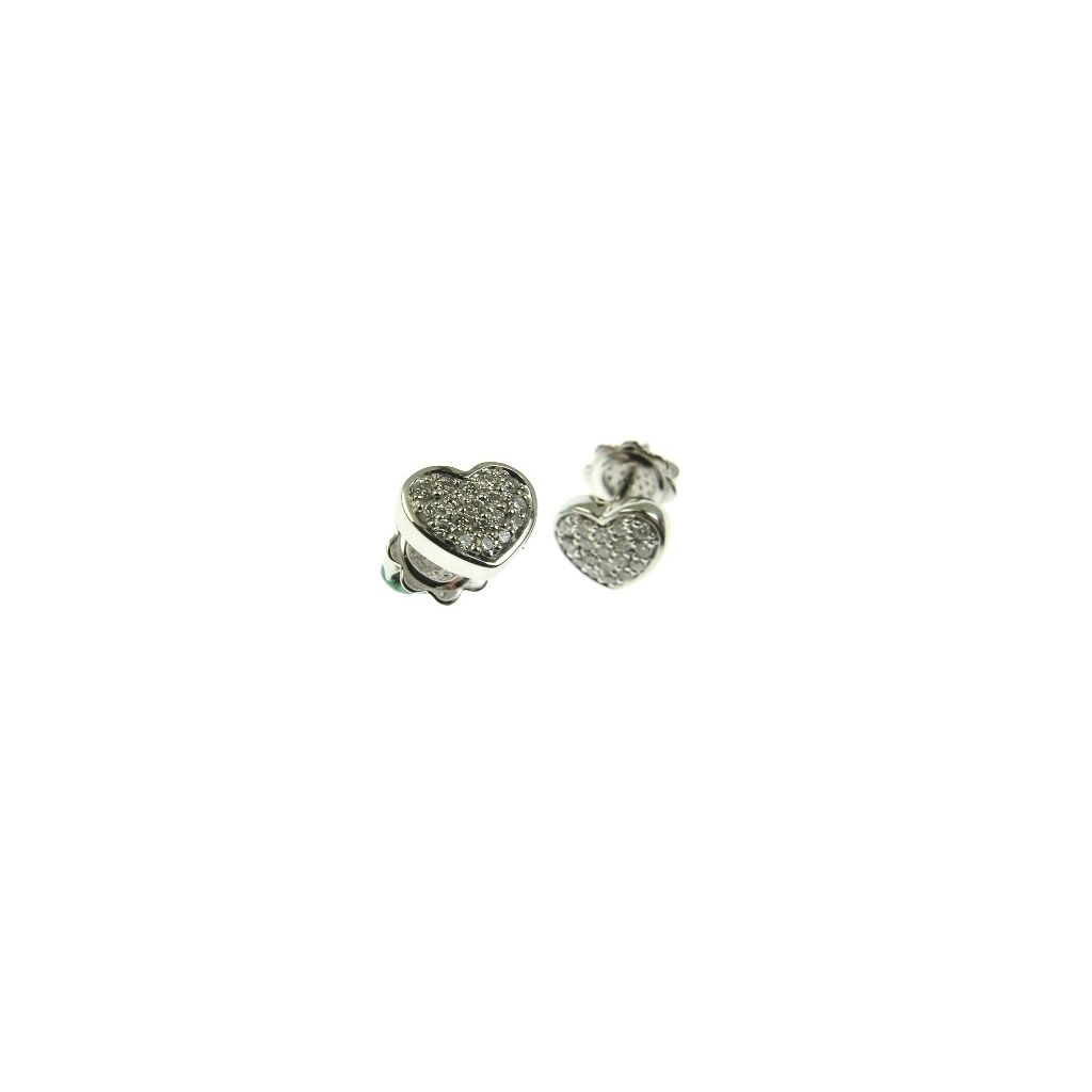 Heart Earrings in White Gold and 36 Diamonds