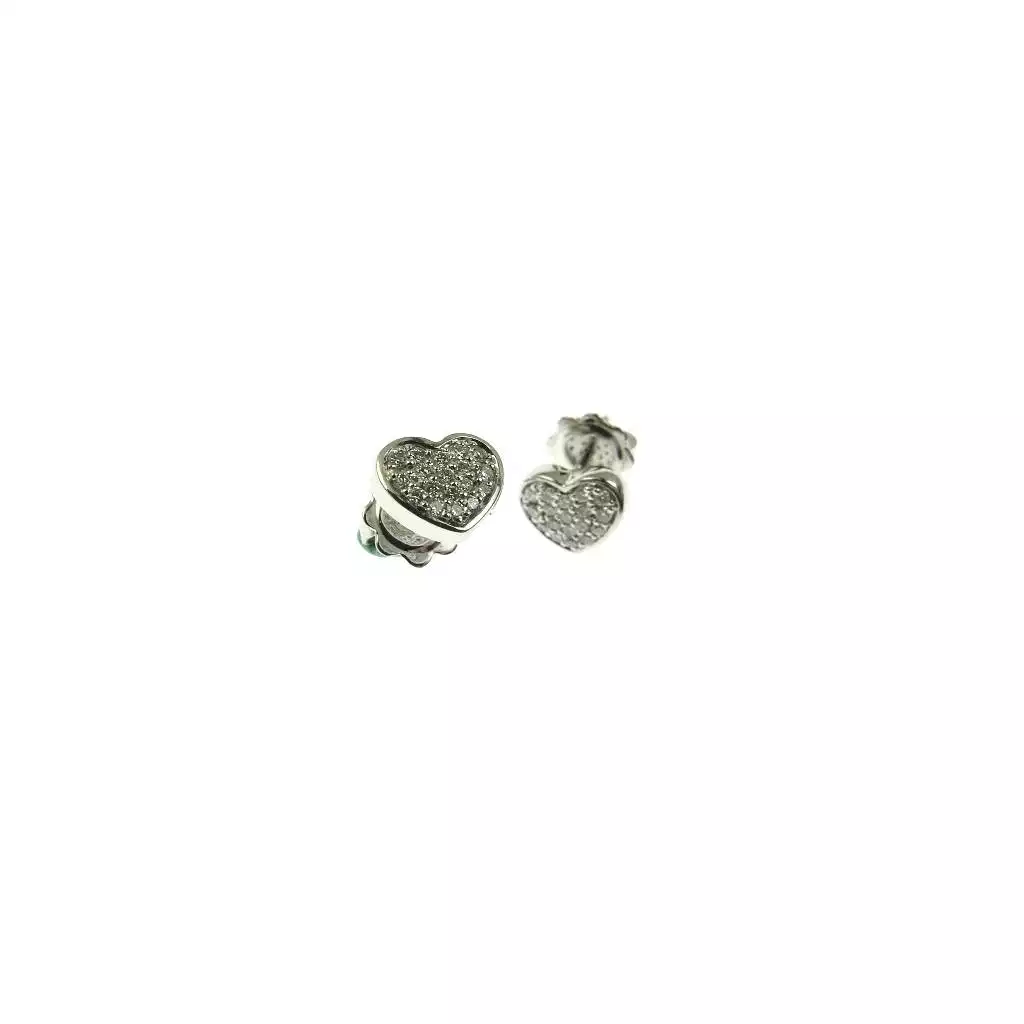 Orecchini Cuore in Oro Bianco e 36 Diamanti