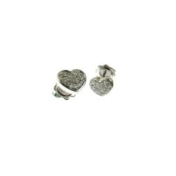 Orecchini Cuore in Oro Bianco e 36 Diamanti