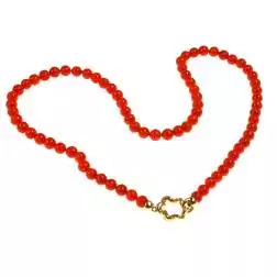 Collana Corallo chiusura a Fiore in Oro Giallo