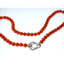 C clasp Necklace in Coral and White Gold