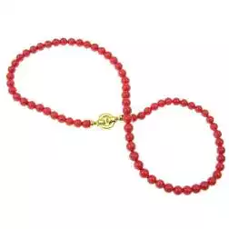 Collana Corallo chiusura rotonda in Oro Giallo