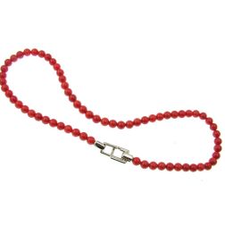 Collana Corallo chiusura geometrica in Oro Bianco