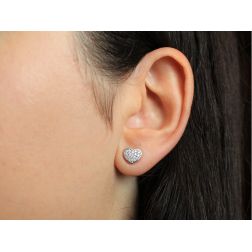 Photo of worn Heart Earrings in White Gold and 36 Diamonds