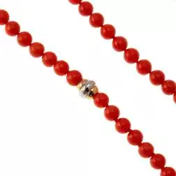 Collana Corallo chiusura barilotto bicolor