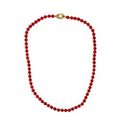 Coral rectangle clasp necklace in Yellow Gold