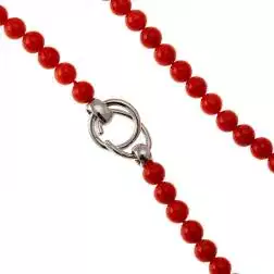 Collana Corallo chiusura a C in Oro Bianco