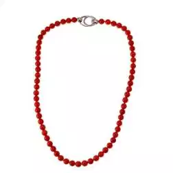 Collana Corallo chiusura a C in Oro Bianco