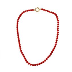 Coral flower clasp Necklace in Yellow Gold