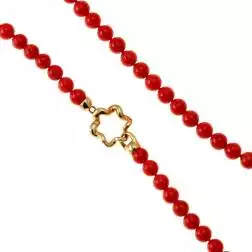 Collana Corallo chiusura Fiore in Oro Giallo