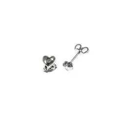 Rounded Heart Earrings in White Gold and Diamonds