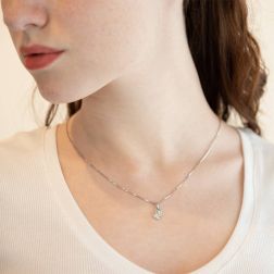 Photo of worn Little Feet Pendant White Gold and Zircons